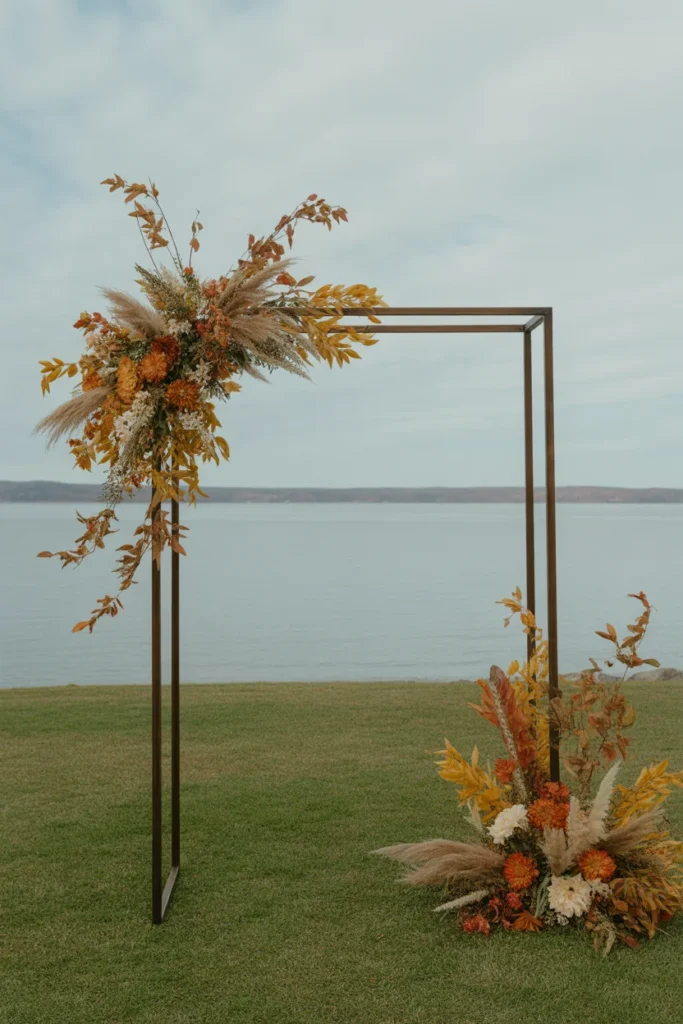 12 Magical Wedding Arch Designs to Elevate Your Fall Celebration 7 Minimalist Modern Wedding Arch