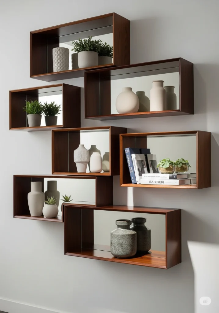 28 Elegant Mirror Wall Decor Styles to Refresh Your Home 10 Mirrored Shelves