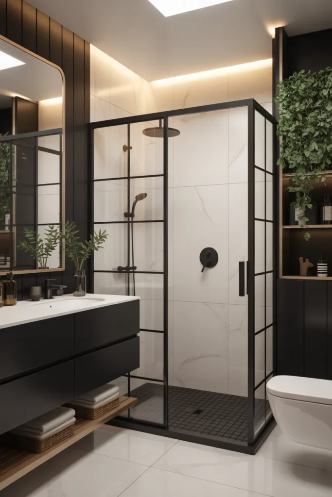 30 Modern & Classy Bathroom Decor Ideas for a Stylish Home 5 Modern bathroom with bold black accents