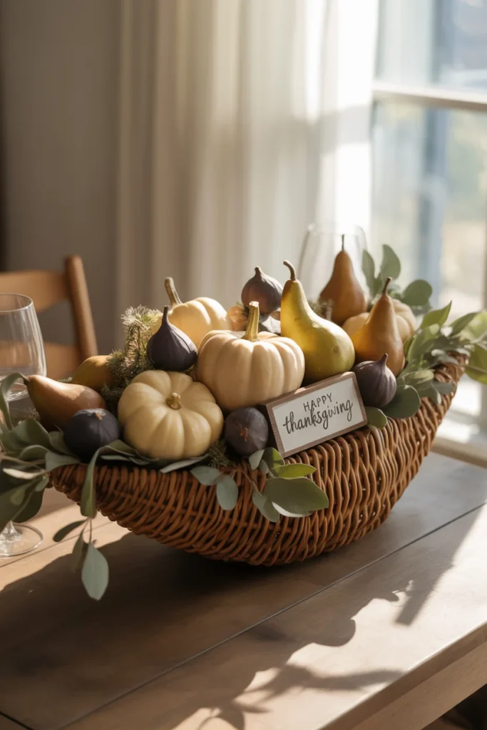 23 Stunning Thanksgiving Centerpieces to Try This Year 6 Modern cornucopia centerpiece