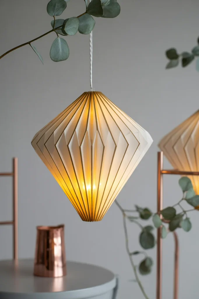 18+ Charming DIY Christmas Lanterns Ideas to Light Up Your Holiday Season 10 Modern geometric paper lantern