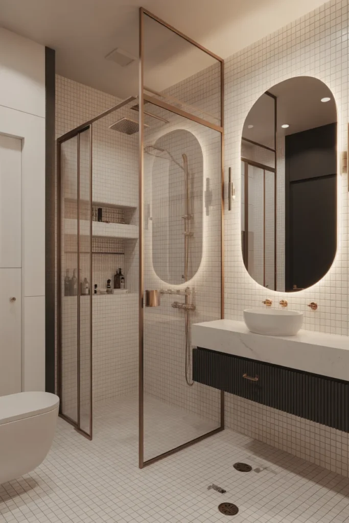 30 Modern & Classy Bathroom Decor Ideas for a Stylish Home 13 Modern luxury bathroom with glossy tiles