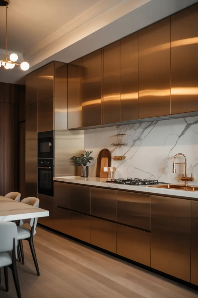 24 Modern Luxury Kitchen Designs to Inspire Your Dream Home 5 Modern luxury kitchen with metallic brass cabinets