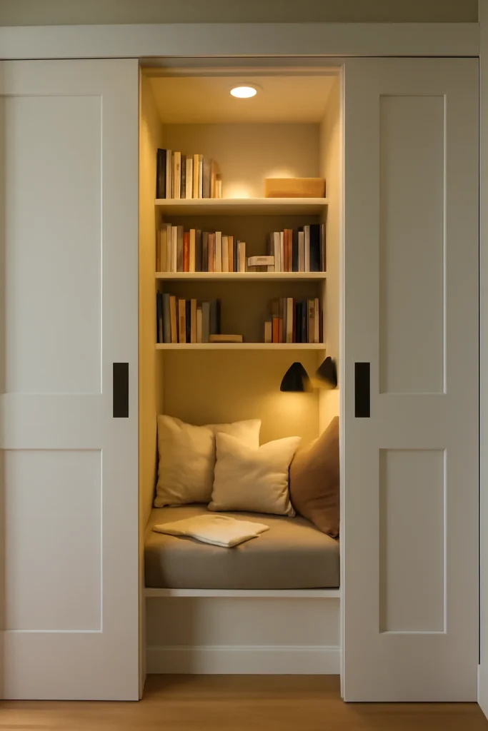 Cozy Reading Nook Ideas: Transform Your Space into a Relaxing Sanctuary 10 Modern reading space created by converting a closet
