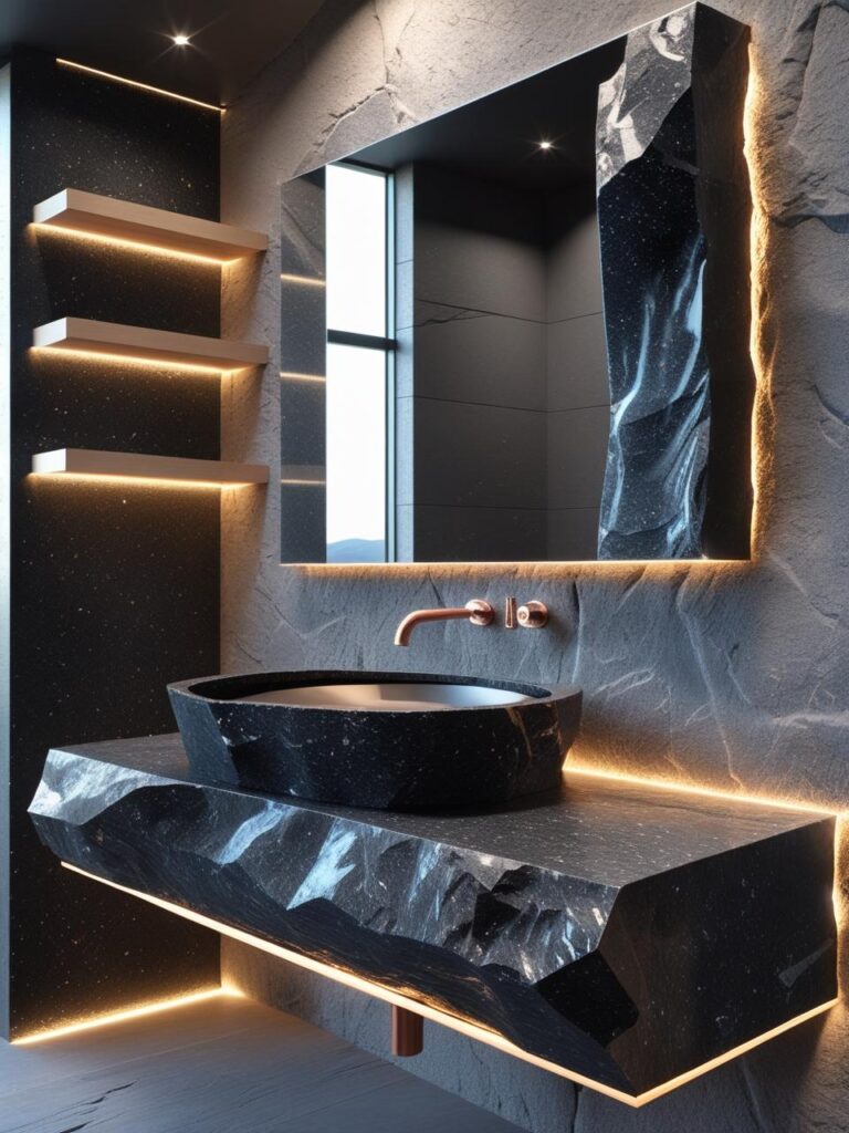 15+ Best Rustic Vanity Ideas to Create Your Perfect Bathroom 15 Monolithic Stone Vanity
