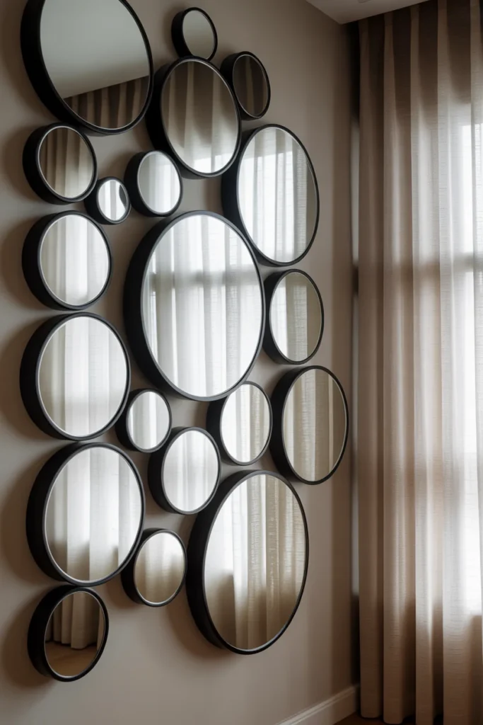17+ Stunning Mirror Wall Decor Ideas: Transform Your Space with Reflective Style 9 Mount circular mirrors
