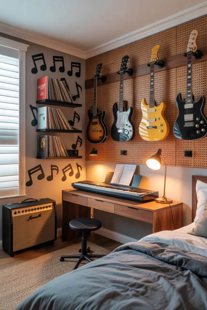18 Creative Kids Bedroom Ideas for Boys: Adventurous,Modern, and Organized Spaces 11 Music studio boys bedroom