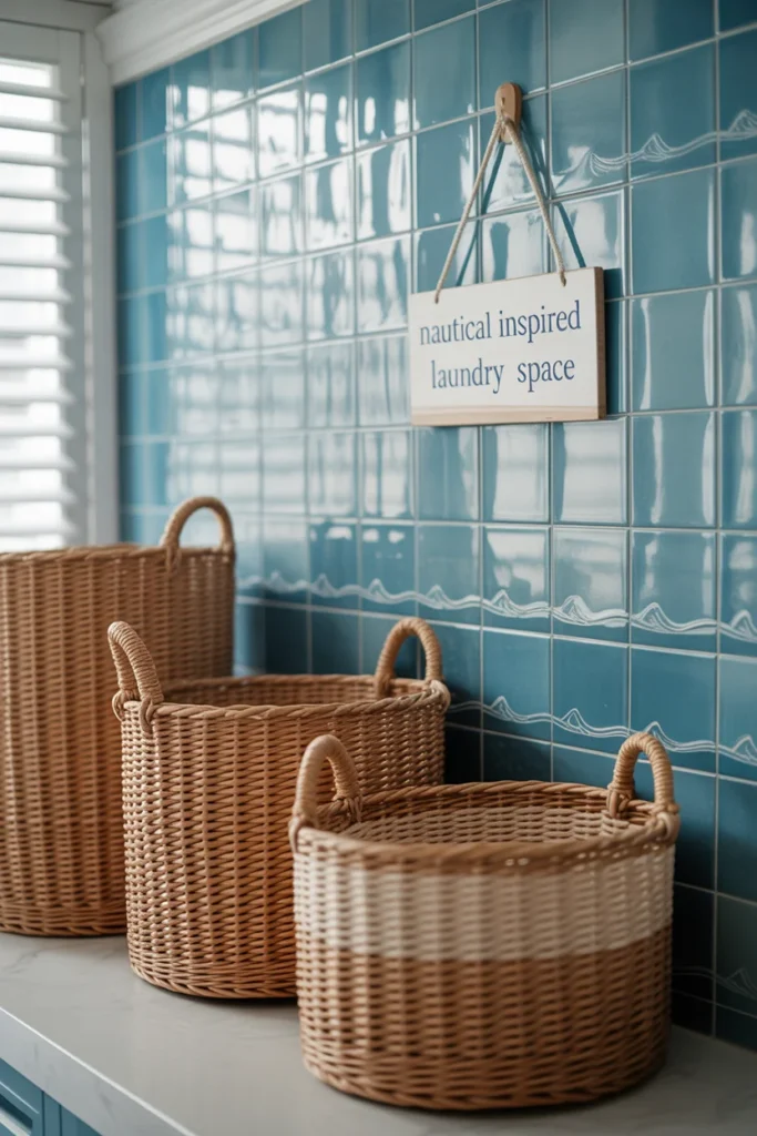 27 Laundry Room Design Ideas for a Stylish & Functional Home 14 Nautical inspired laundry space with rope baskets