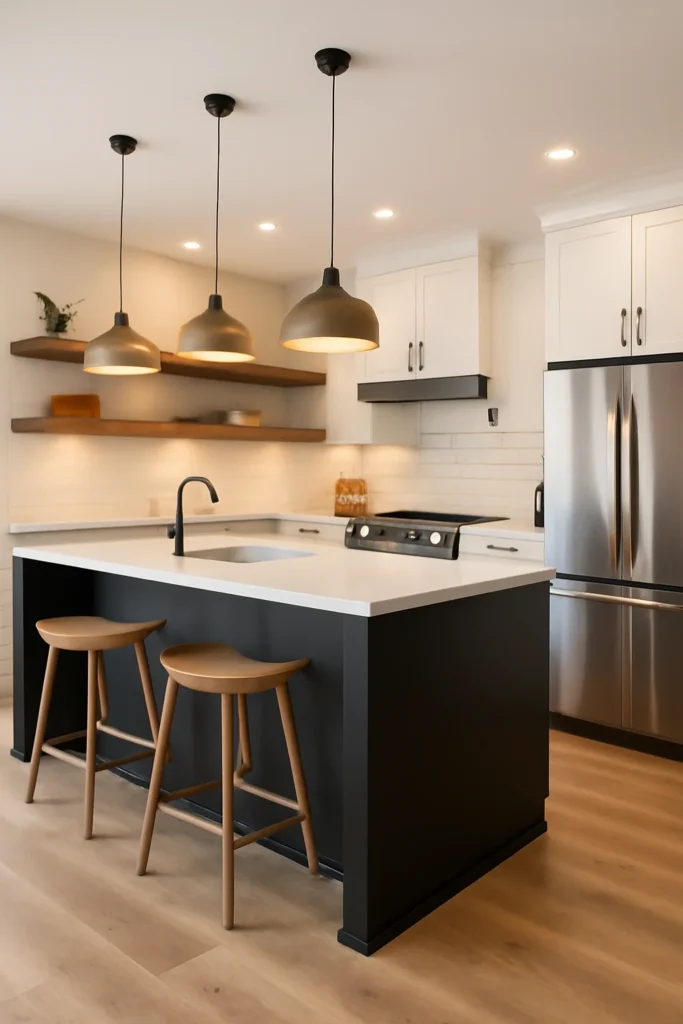 Kitchen Interior Colour Combination: Ideas to Transform Your Cooking Space 8 Open plan kitchen with white cabinets