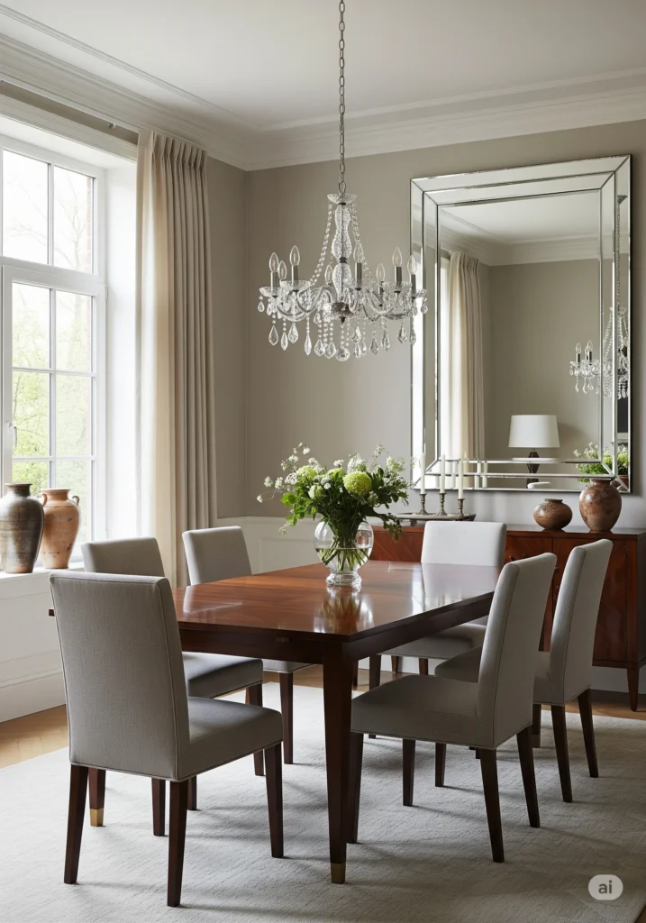 30 Modern Classy Dining Room Decor Ideas 5 Oversized mirror