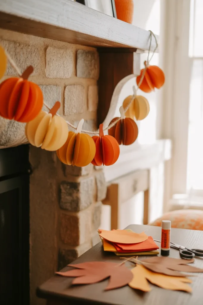 30 Fun and Creative Thanksgiving Crafts for Kids 28 Paper pumpkin garland