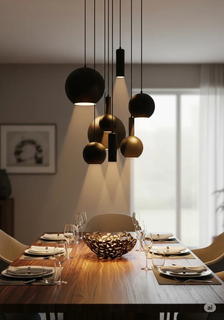 30 Modern Classy Dining Room Decor Ideas 12 Pendant light in cluster