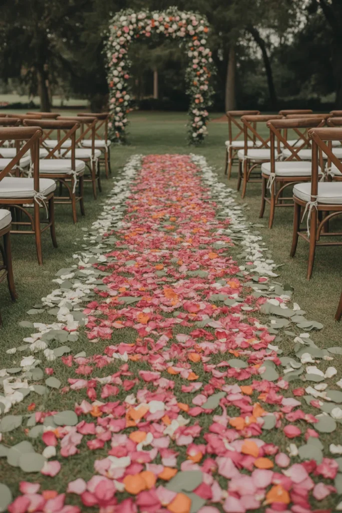 30 Simple Outdoor Wedding Decor Ideas for 2025 5 Petal Aisle Runner