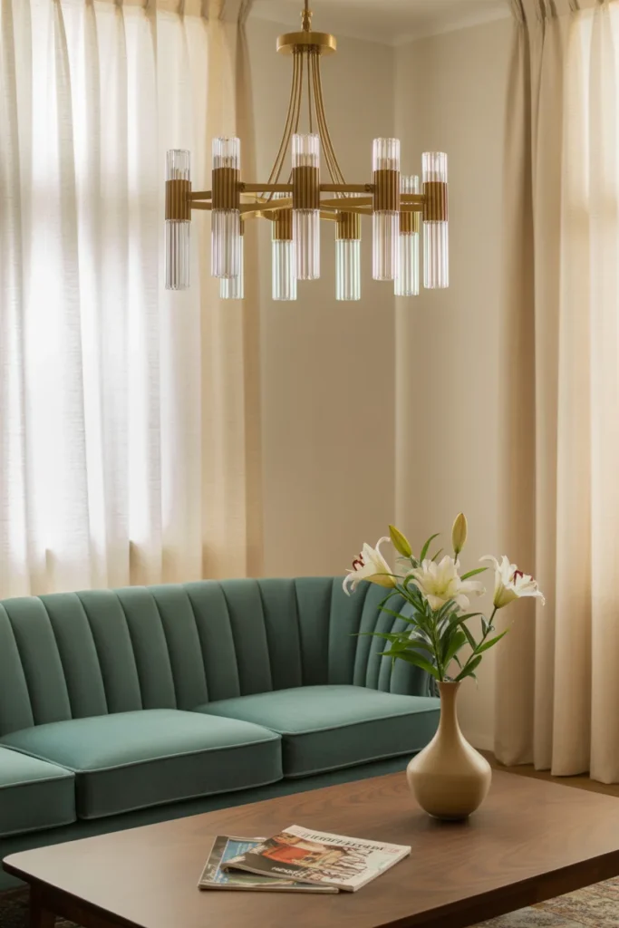 30+ Gorgeous Living Room Ceiling Lighting Ideas for Modern & Classic Homes 29 Retro Refined