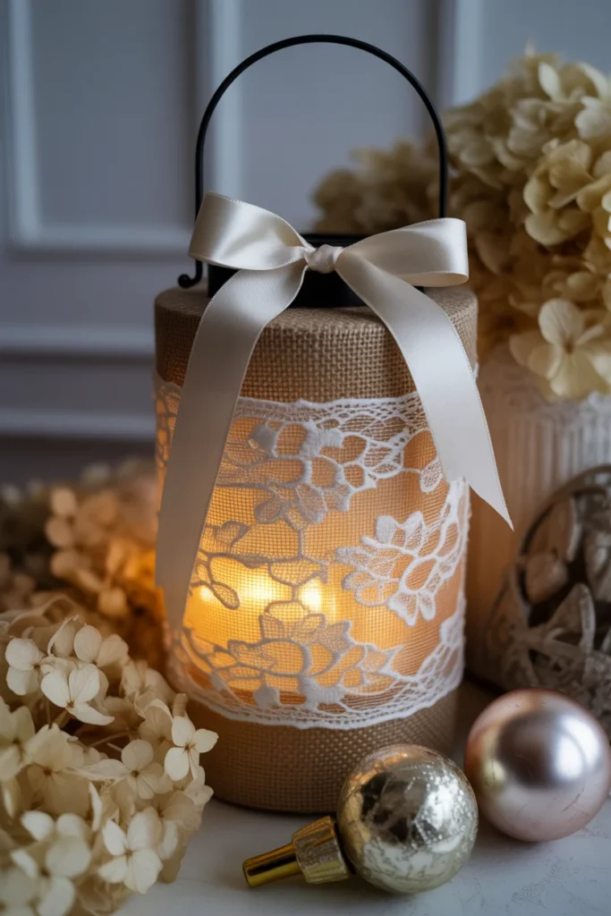 18+ Charming DIY Christmas Lanterns Ideas to Light Up Your Holiday Season 14 Romantic country style lantern