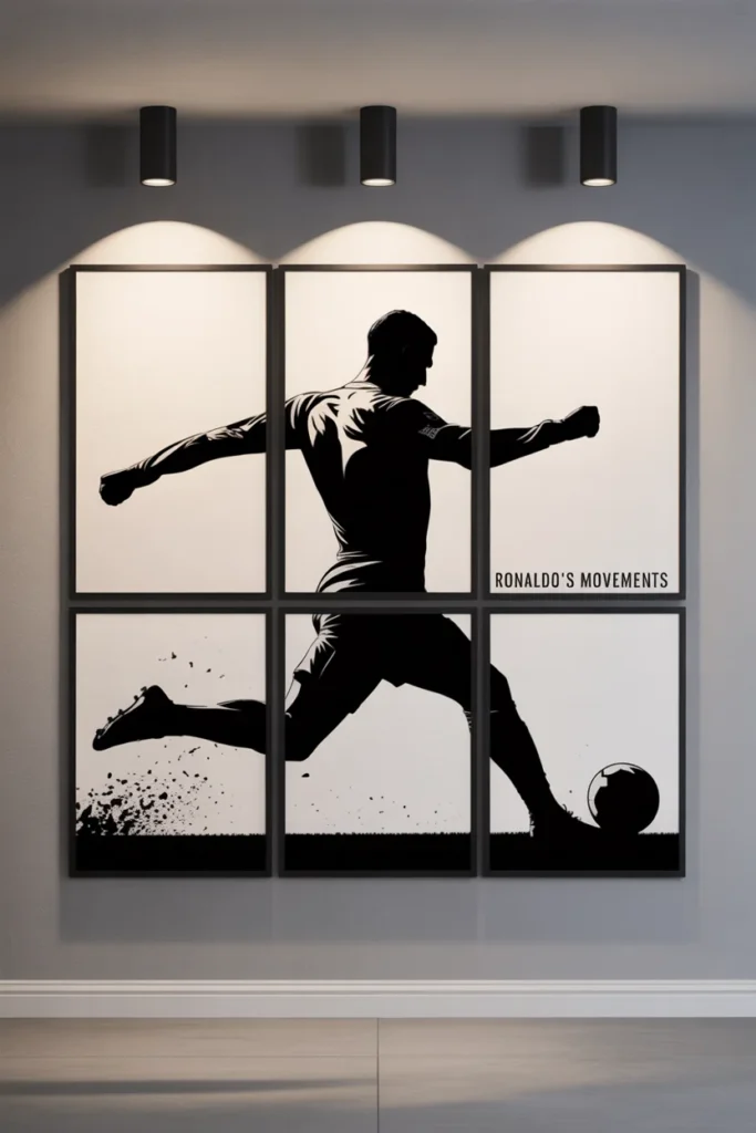 20 Unique Cristiano Ronaldo Fan Bedroom Decor Ideas for Ultimate Football Enthusiasts 19 Ronaldo movement wall panel