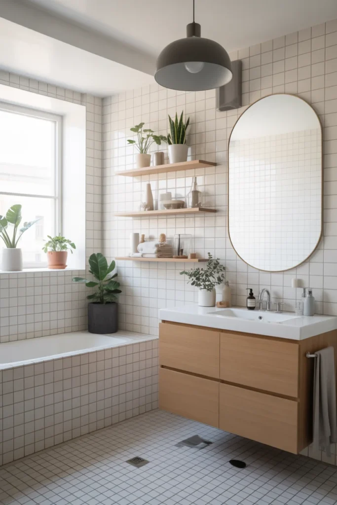 30 Modern & Classy Bathroom Decor Ideas for a Stylish Home 10 Scandinavian bathroom with light wood vanity