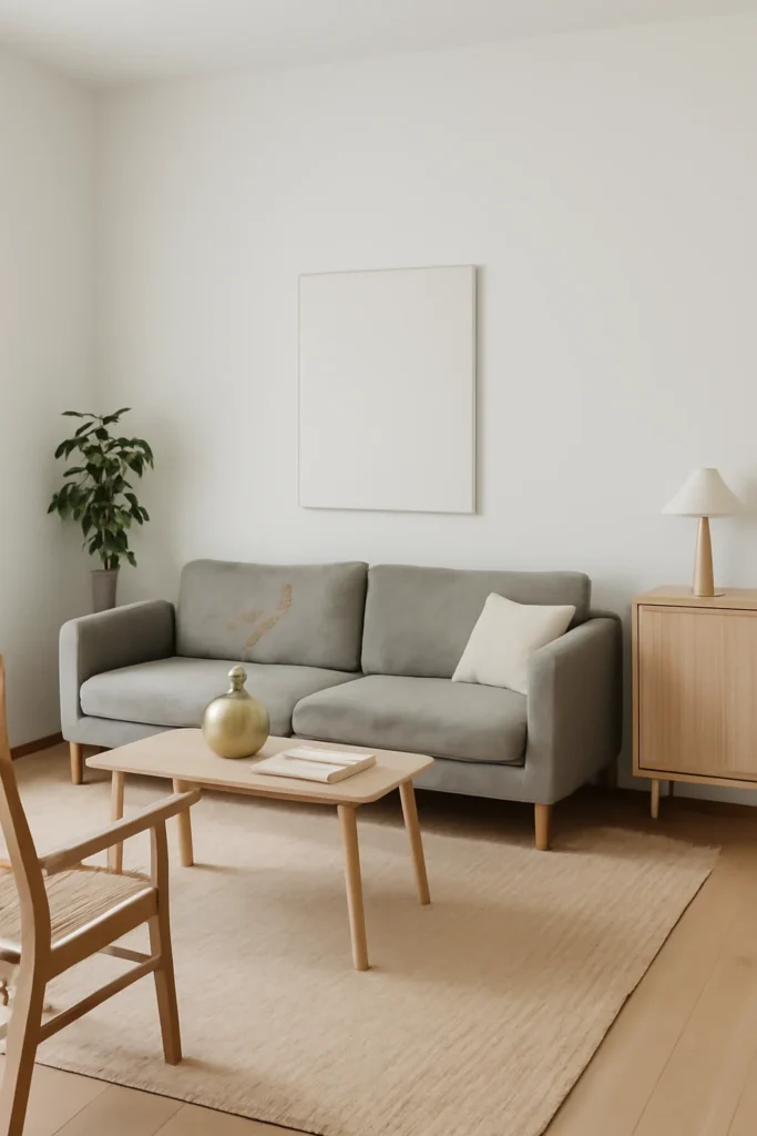 Scandinavian living room with white walls