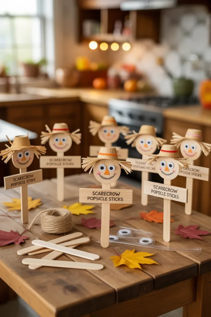 30 Fun and Creative Thanksgiving Crafts for Kids 20 Scarecrow popsicle stick puppets