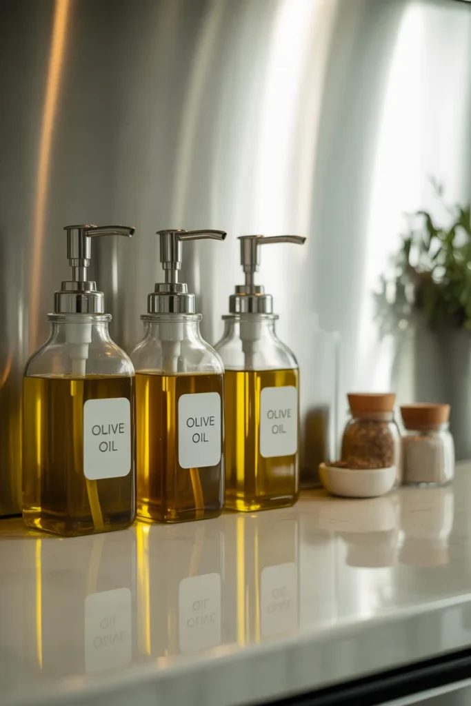 20+ Easy Kitchen Organization Ideas for Limited Space 18 Soap Dispenser Oil Storage