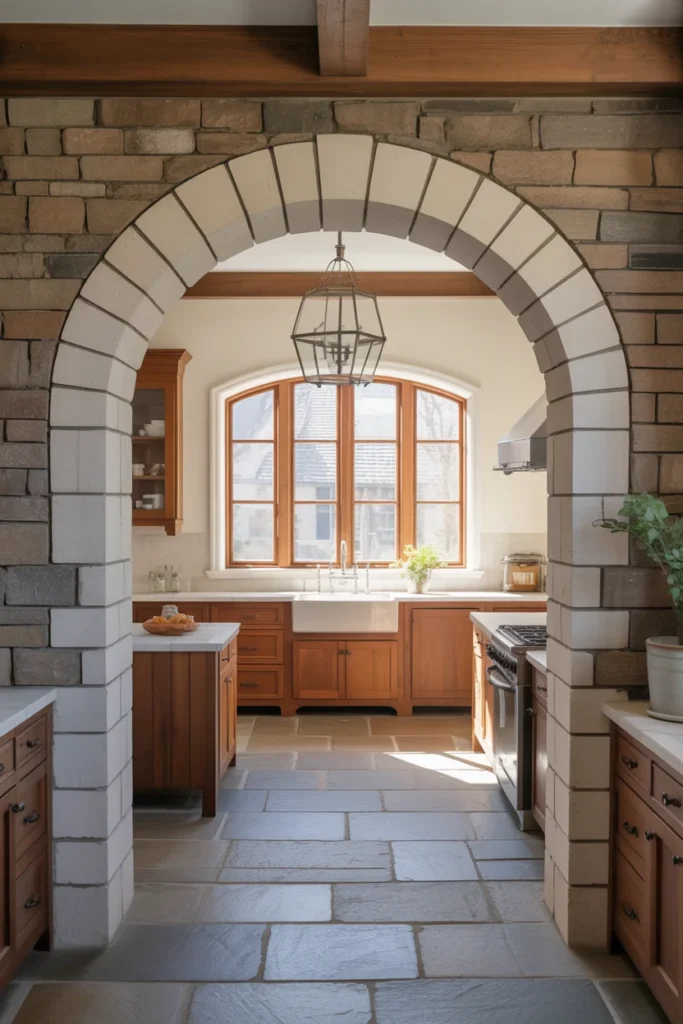 20 Rustic Farmhouse Kitchen with Natural Stone and Wooden Accents 21 Stone Archway with Wooden Finishes