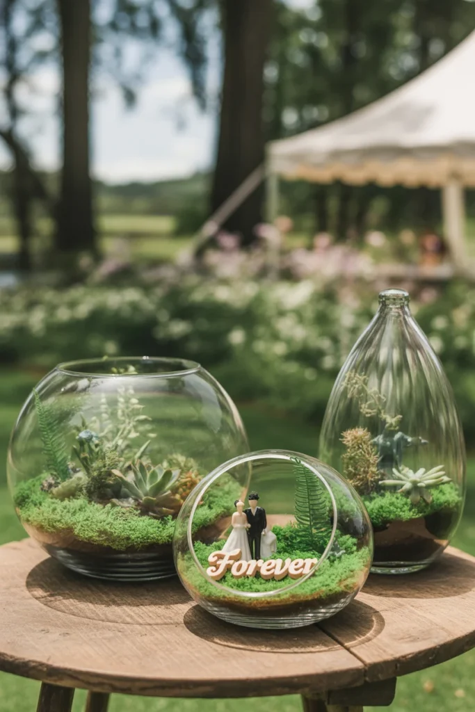 30 Simple Outdoor Wedding Decor Ideas for 2025 26 Terrarium Displays 1