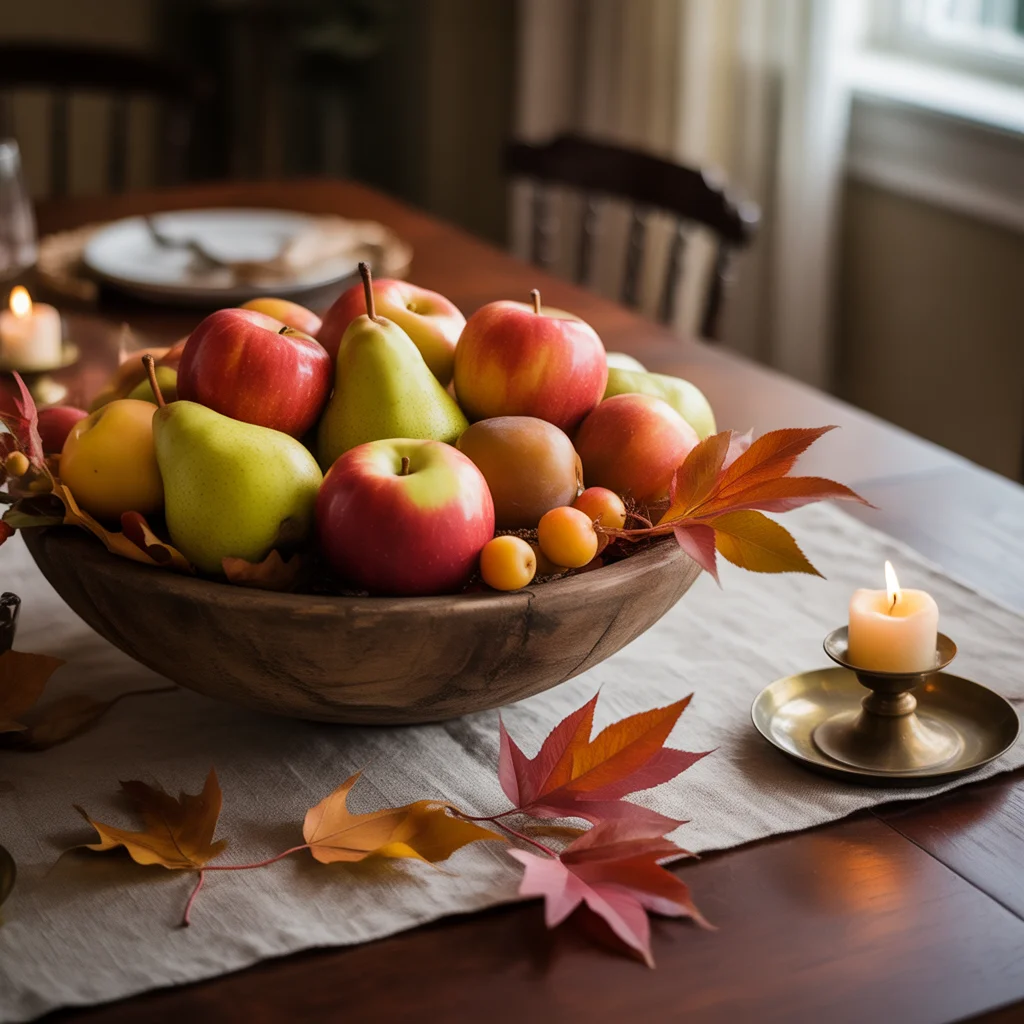 25 Easy Thanksgiving Table Decor Ideas Anyone Can Try 17 Thanksgiving table featuring a bowl of seasonal fruit