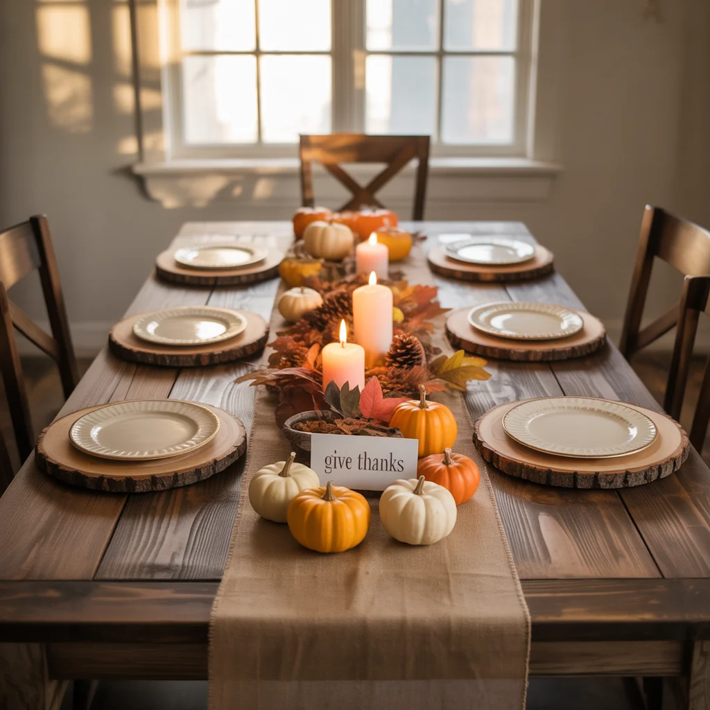 25 Easy Thanksgiving Table Decor Ideas Anyone Can Try 22 Thanksgiving table with a burlap table runner