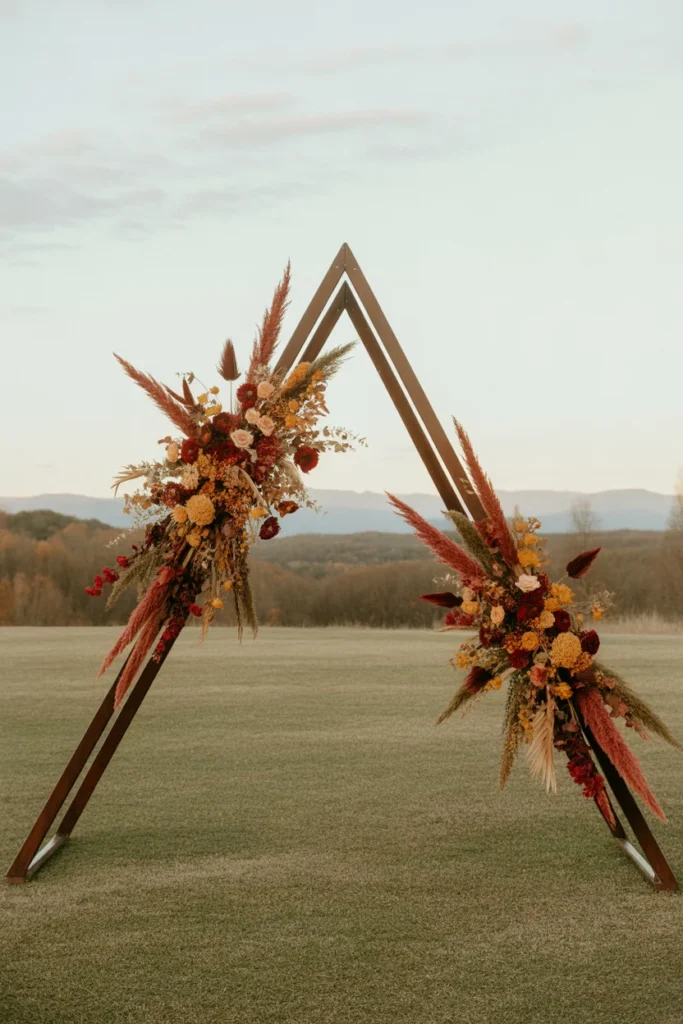 12 Magical Wedding Arch Designs to Elevate Your Fall Celebration 3 Triangle Geometric Wedding Arch