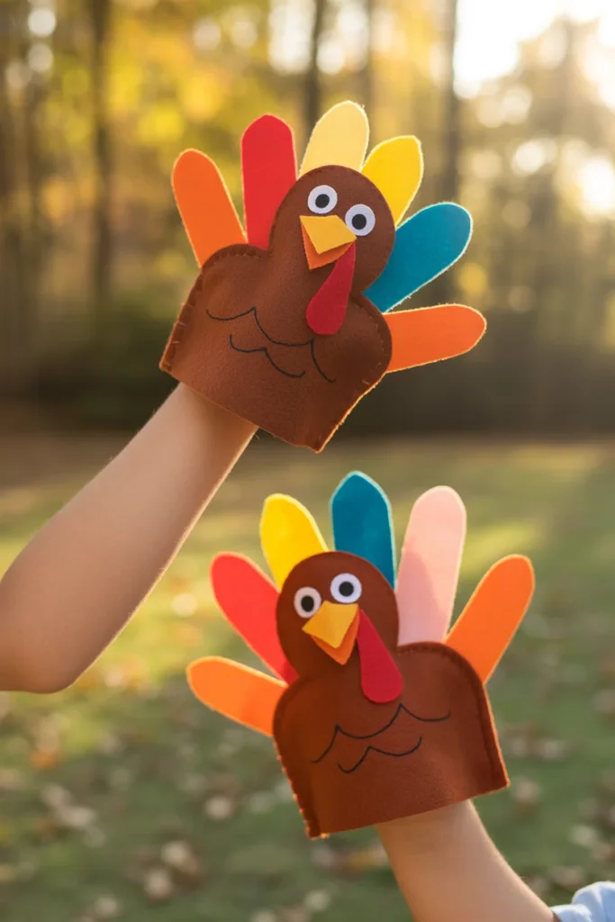 30 Fun and Creative Thanksgiving Crafts for Kids 17 Turkey finger puppets on kids