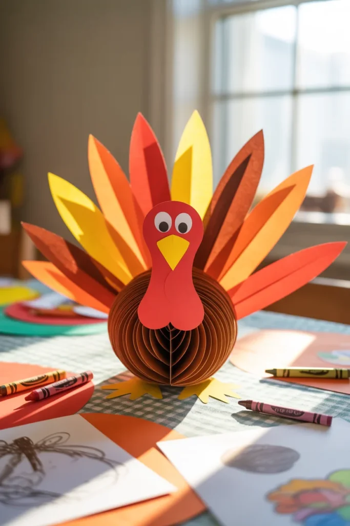 30 Fun and Creative Thanksgiving Crafts for Kids 25 Turkey paper fan craft