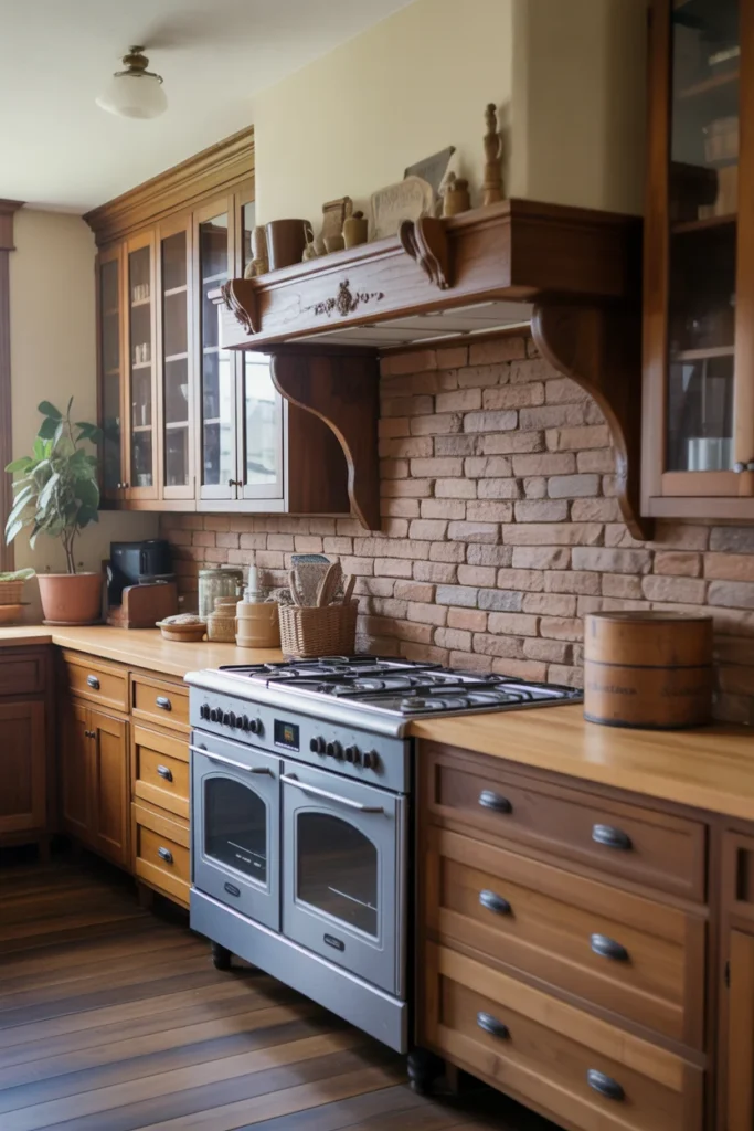20 Rustic Farmhouse Kitchen with Natural Stone and Wooden Accents 8 Vintage Inspired Farmhouse with Stone Backsplash