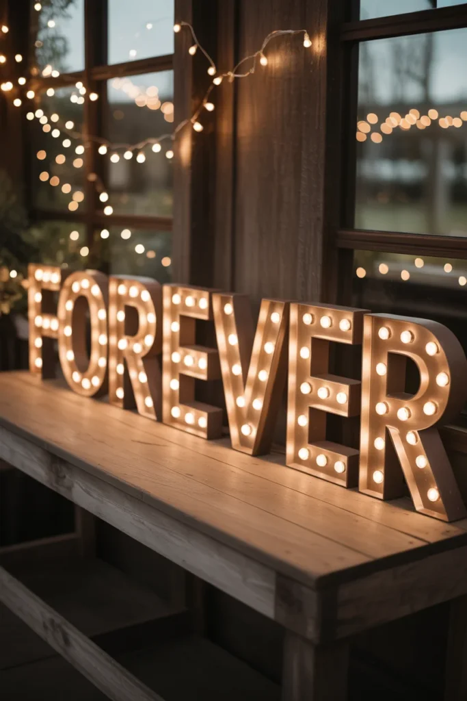 30 Simple Outdoor Wedding Decor Ideas for 2025 18 Vintage Marquee Letters