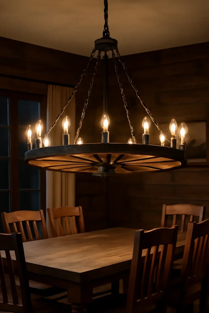 15 Dining Room Chandelier Ideas to Brighten & Elevate Your Space 13 Wagon wheel chandeliers