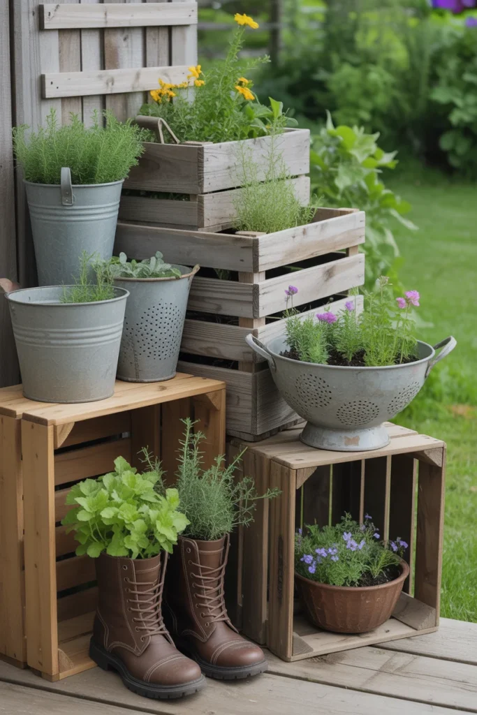 20 Easy Garden Projects 2025 | Transform Small Spaces 7 Whimsical collection of upcycled planters