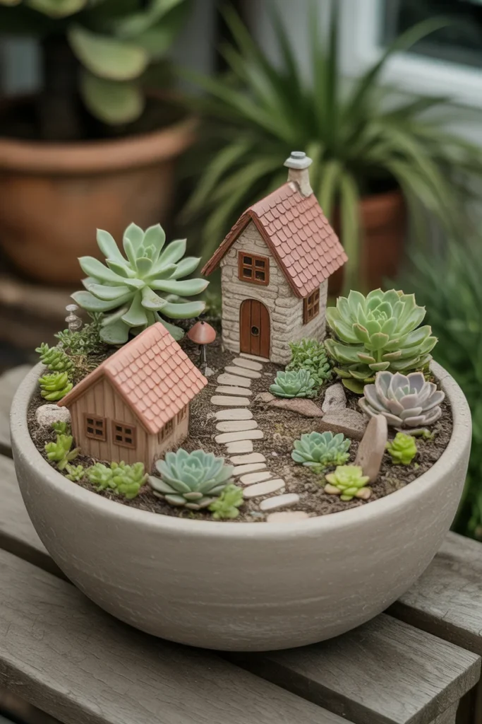 27 Stunning Garden Art Ideas for Outdoor Living Inspiration 7 Whimsical fairy garden in a large ceramic pot