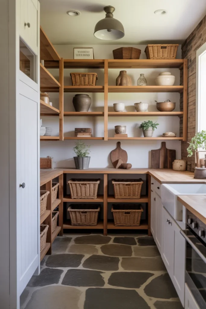 20 Rustic Farmhouse Kitchen with Natural Stone and Wooden Accents 20 Wood and Stone Farmhouse Pantry