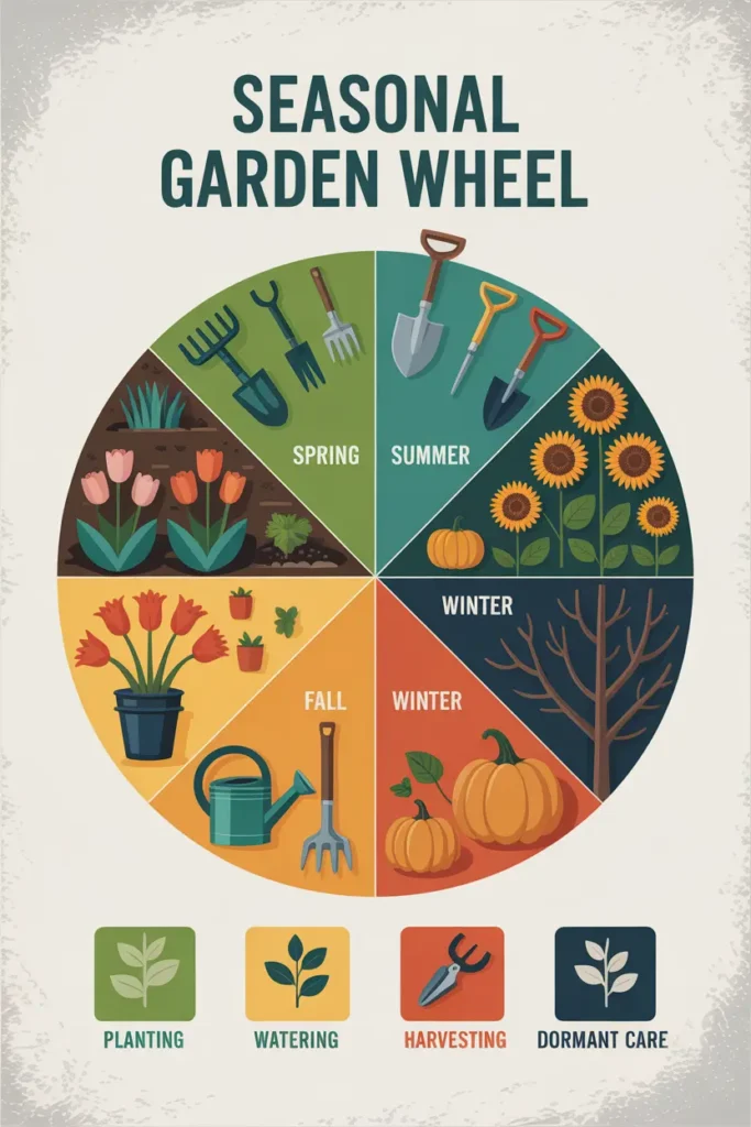 14 Low-Maintenance Garden Ideas to Save Time & Conserve Water 13 a clean and modern gardening infographic