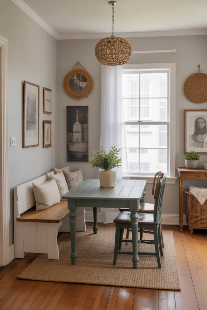 25 Modern Small Dining Room Ideas for 2026 | Stylish & Space-Saving Solutions 20 a small dining room with repurposed furniture