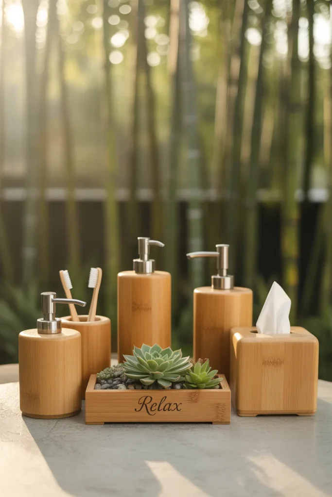 17 Bathroom Accessories Sets to Upgrade Your Space 4 bamboo bathroom set