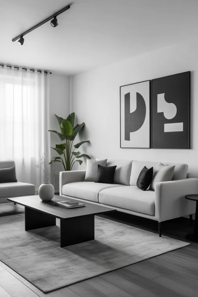 13 black and white minimalist living room