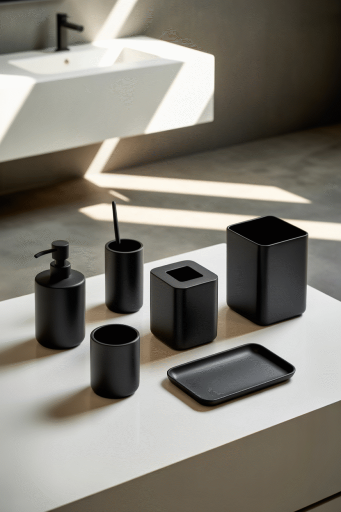 17 Bathroom Accessories Sets to Upgrade Your Space 3 black matte bathroom accessories