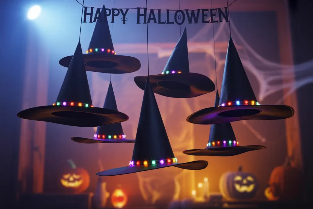 30 Unique & Trending Halloween Decoration Ideas for 2025 27 black witch hats