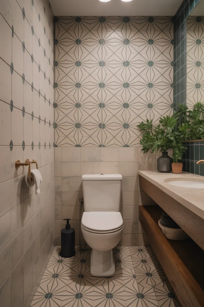 colored wall tiles bathroom