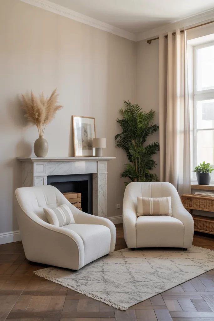 15 Brilliant Sofa-Free Living Room Design Ideas 3 comfortable lounge chairs can replace a sofa beautifully