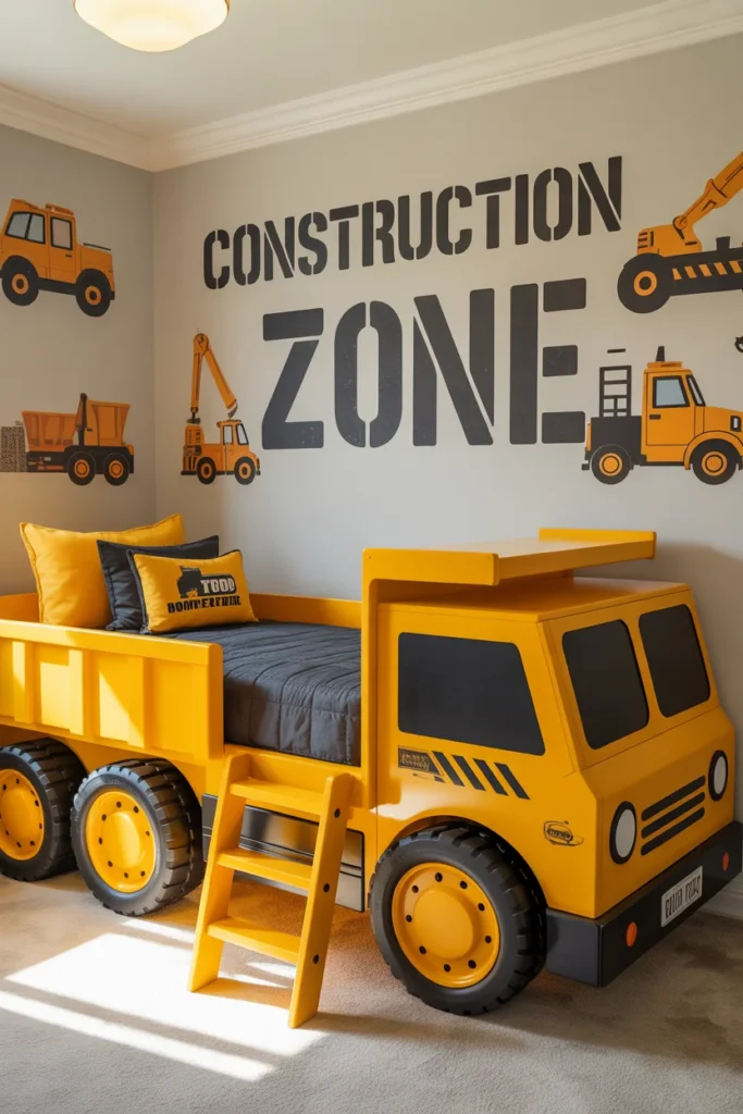 31 Creative Kids Bedroom Ideas to Inspire Your Child’s Dream Space 6 construction themed kids bedroom