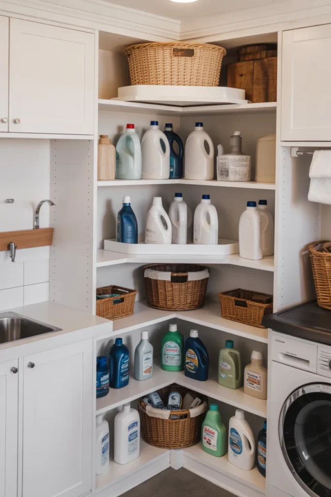 15 Small Laundry Room Ideas for 2026: Maximize Style and Function in Minimal Space 8 corner utilization corner lazy susan storage