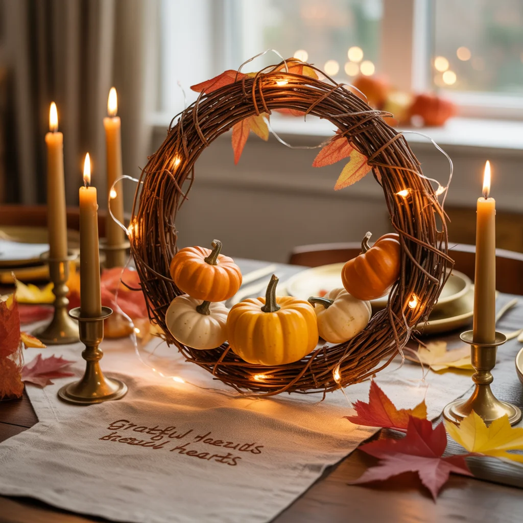 25 Easy Thanksgiving Table Decor Ideas Anyone Can Try 25 cozy dining table with a rustic twig wreath