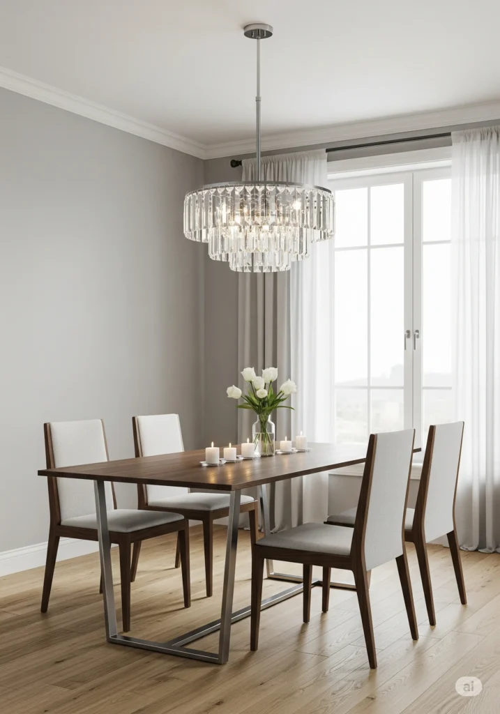 30 Modern Classy Dining Room Decor Ideas 22 dining room with a crystal chandelier