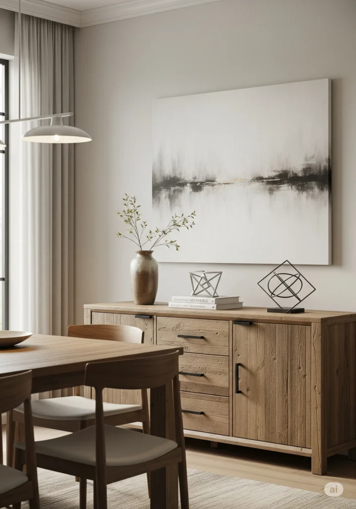 30 Modern Classy Dining Room Decor Ideas 23 dining room with a reclaimed wood sideboard